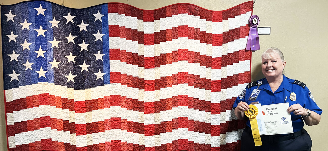 "God Bless America" a craft by intermediate artist, Brenda Zuvicich, a previous Best of Show Winner from our Reno-Tahoe International Airport Show.