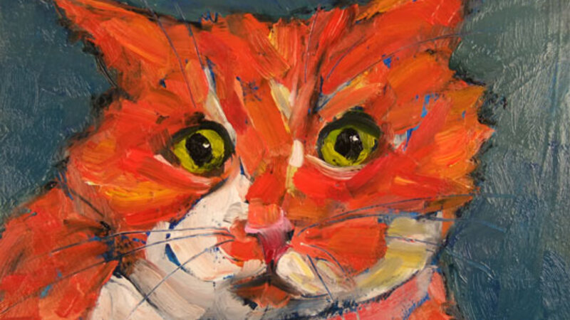 Silly Boy - Whimsical cat portrait by Joanie Springer