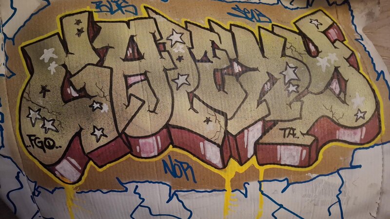 Spray paint on cardboard.