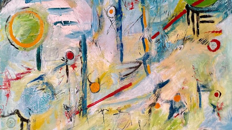 Acrylic paint on 20" x 20" wood panel.