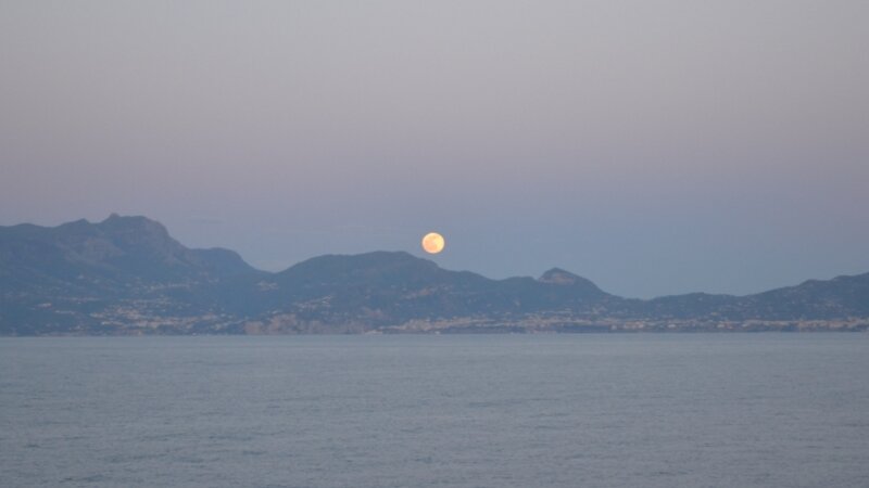 Moon over coast of Turkey