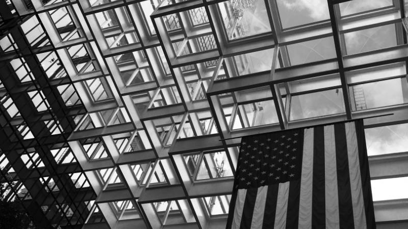 Glass and flag