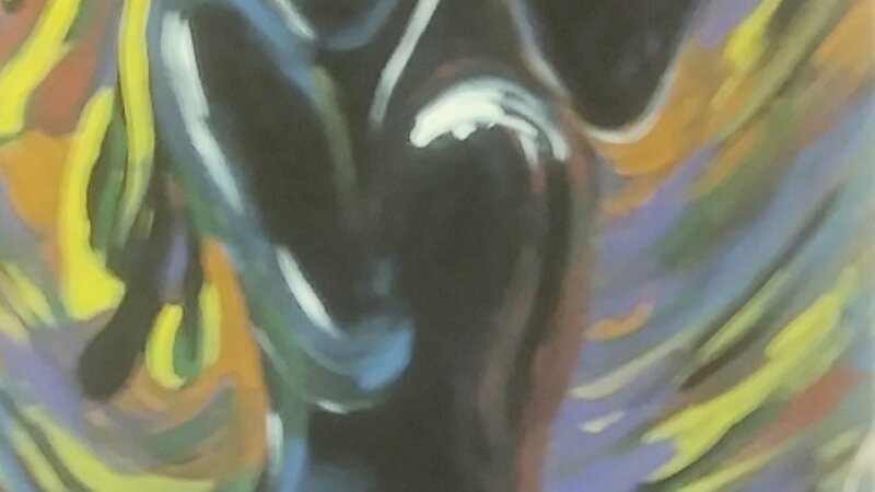 Multi-color, acrylic, canvas, Afro, painting, black love