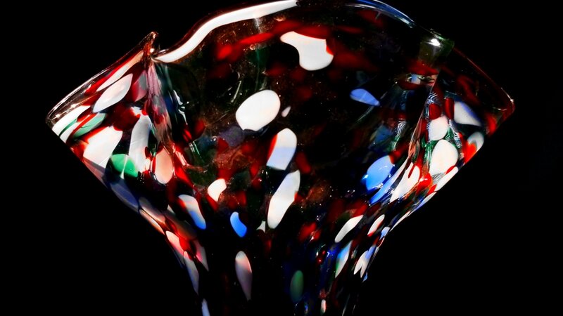 Colorful Rippled Glass Vase