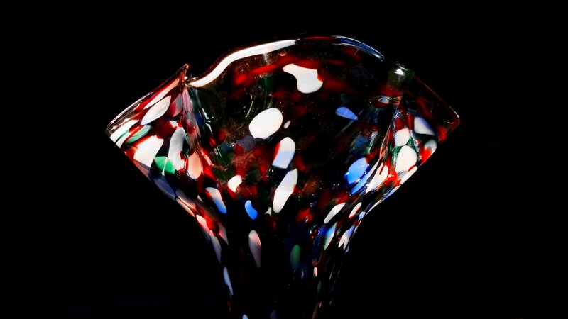 Colorful Rippled Glass Vase