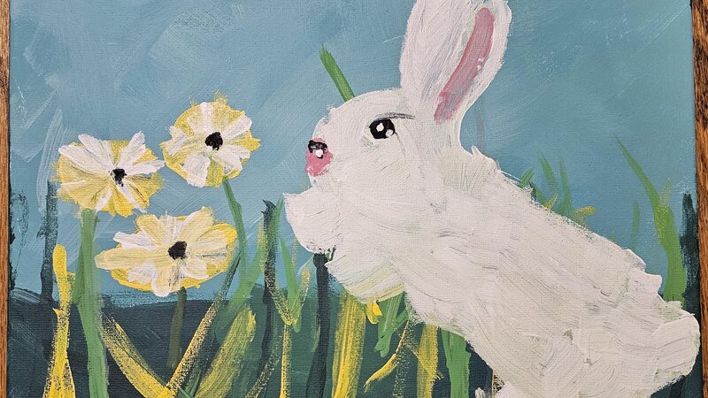 The rabbit in the garden. Alena Grebenik, 9 y.o.