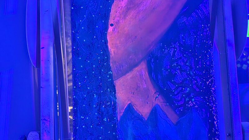 This is what it looks like in the dark or under black lights. 