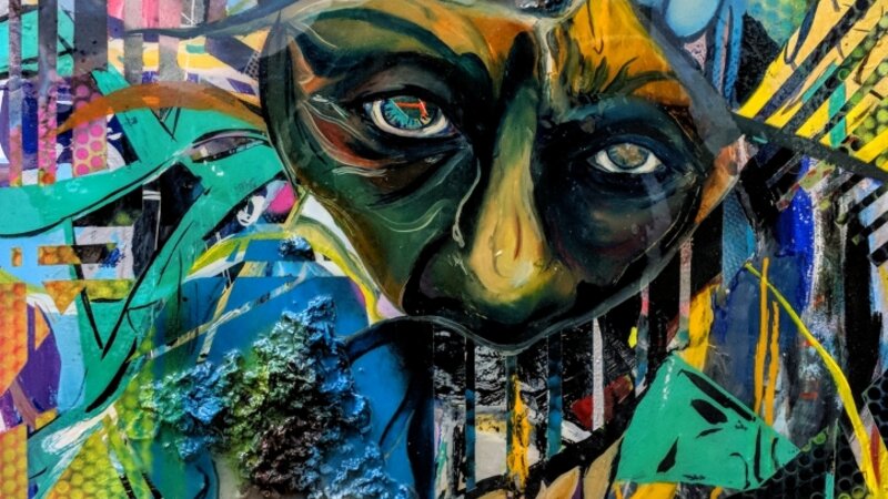 Mix media piece , layers , resin finished. 