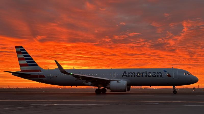 American Airlines Airbus A321 Sunrise Taxi at Boston Logan Airport