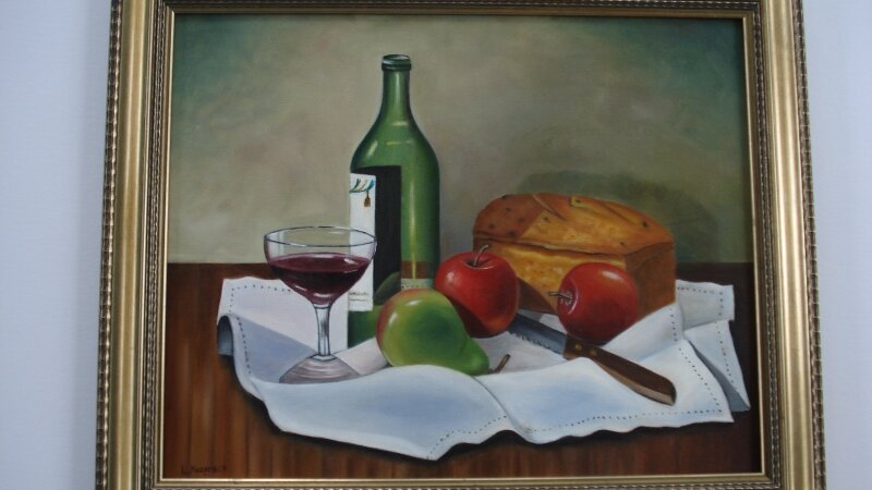 Bread and Wine with Apples and Pear