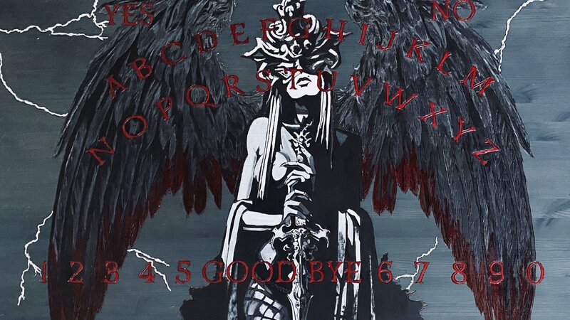 Battle Angel Wood Burned and Hand Painted Table