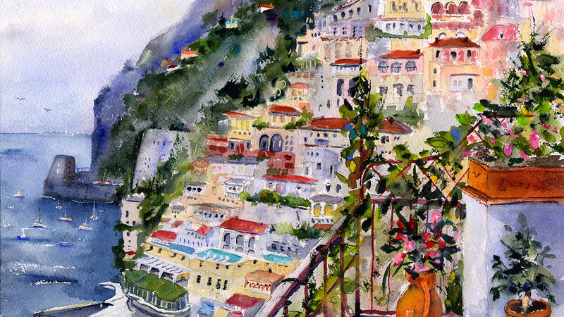  Positano, Italy Watercolor Painting