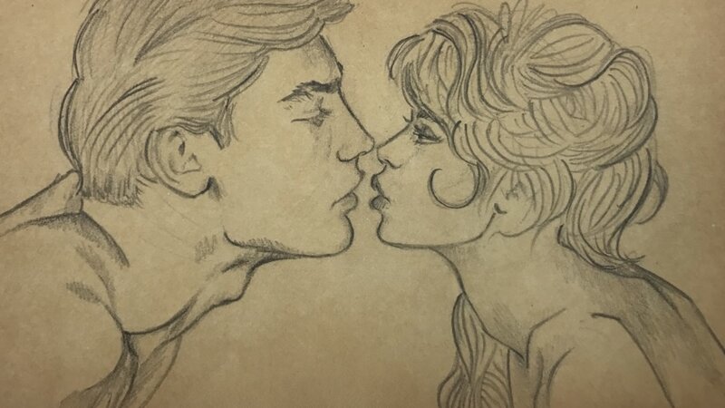 Kissy Kiss, Graphite Portrait Drawing on Card Stock