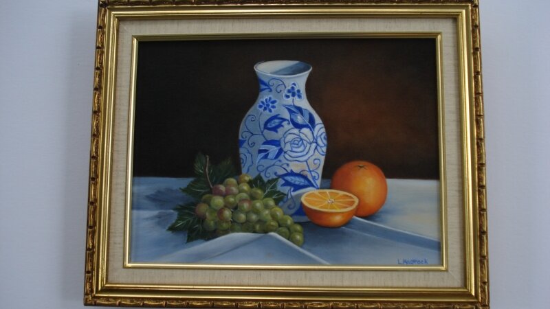 Vase with Oranges and Grapes