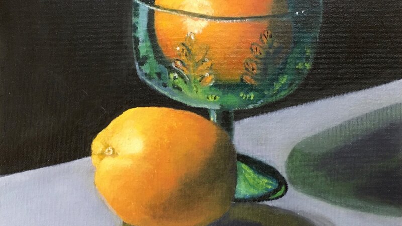 Oranges on a Stone Ledge