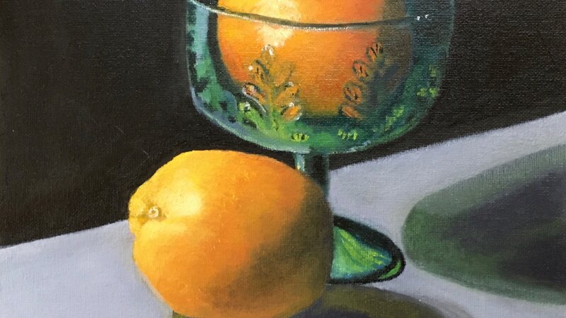 Oranges on a Stone Ledge