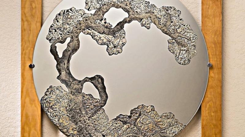 Surface Sculpted Bonsai Tree in Mirror