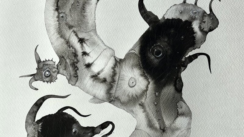 Painting in India ink washes, February, 2026.