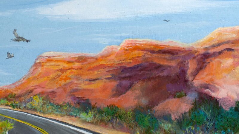 Around the Bend-acrylic on wood board.