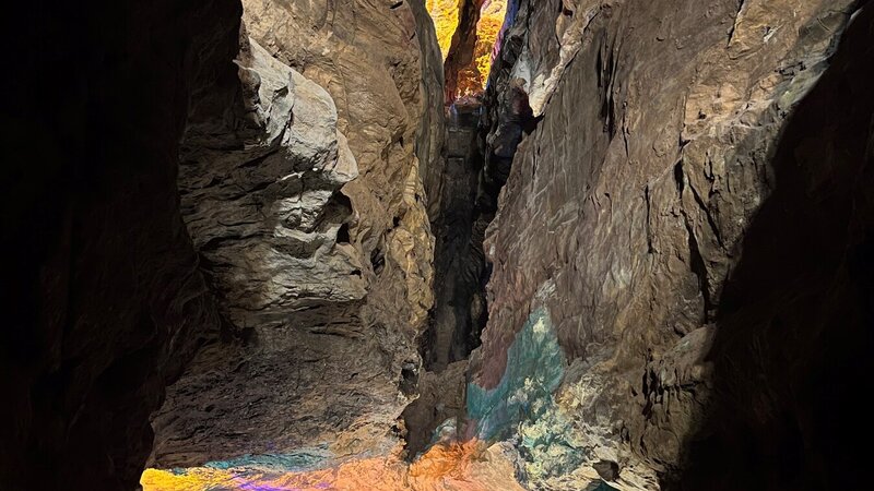 Abstract photo of a cavern waterfall