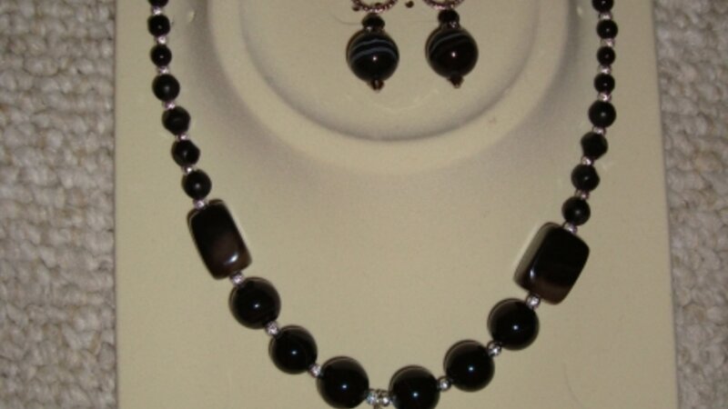 Black Agate Stone Jewelry Set #2