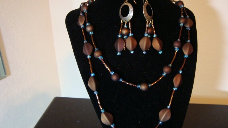 Two Strand Chocolate Bead Jewelry Set