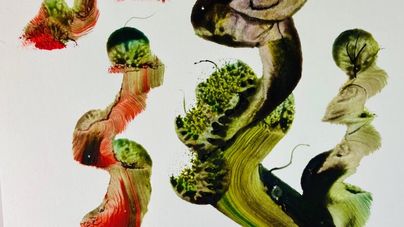 Abstract painting in watercolor, from 2020.