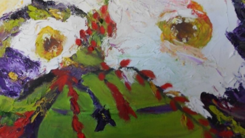 Green Pot of Flowers