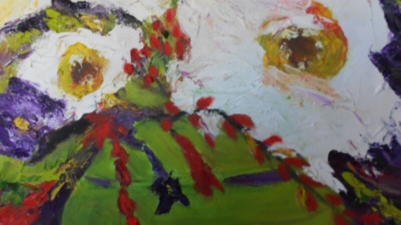 Green Pot of Flowers