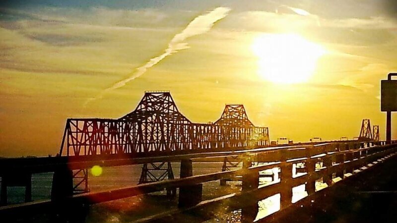 Chesapeake, Bay, Bridge, sun set