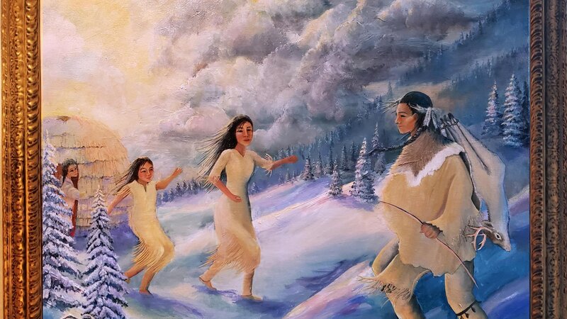 The Father has survived the Mountain Storm and his wife and children run to meet him at sunrise