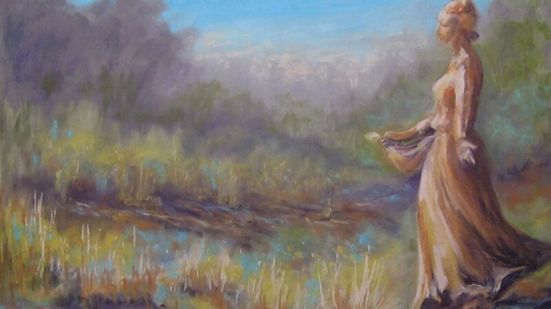 Pastel painting "Art in the Cheyenne Botanic Gardens" by Gail Watford