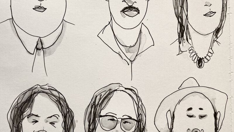 Cartoon in MUJI pen with washes, November, 2024,
