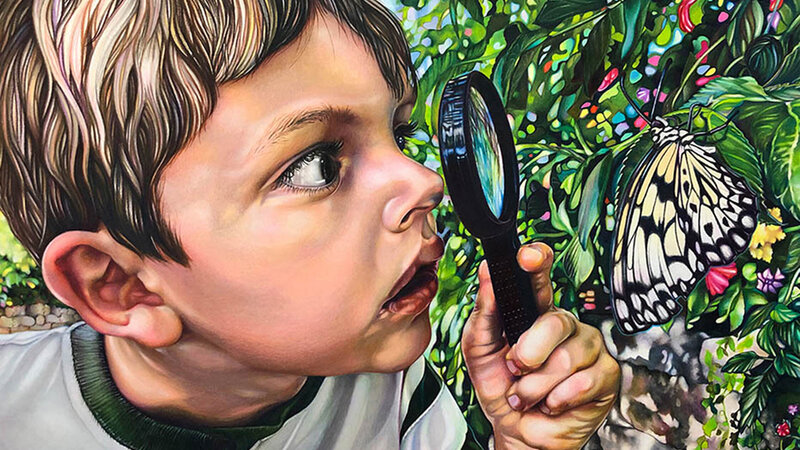 Getting Closer, 28 x 22," colored pencil