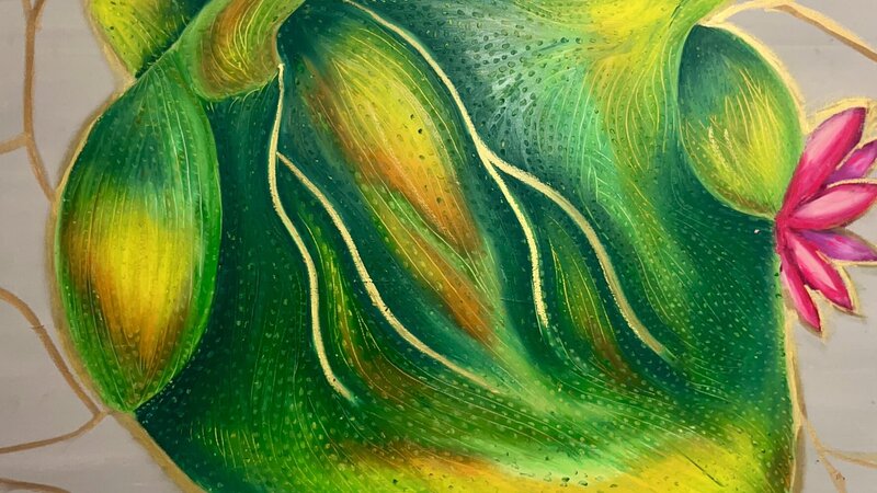 a vibrant cactus in the shape of an anatomical heart