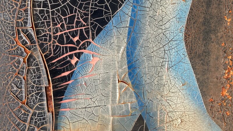 Photo of rusted hot rod at auto graveyard, 2023.