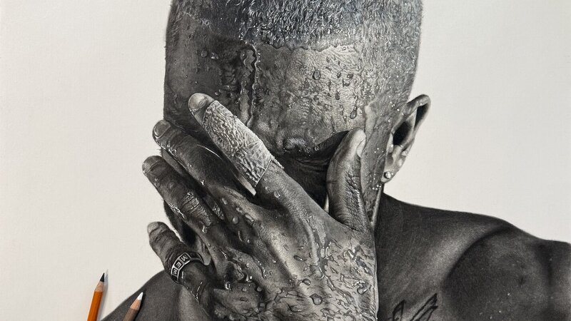 Blonde charcoal pencil portrait by Chris “TrisTheArtist” Baskerville 