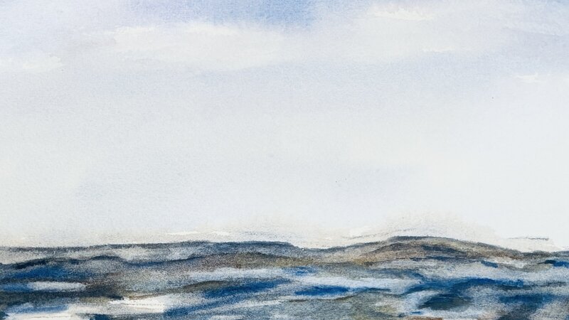 Watercolor painting of the Atlantic Ocean
