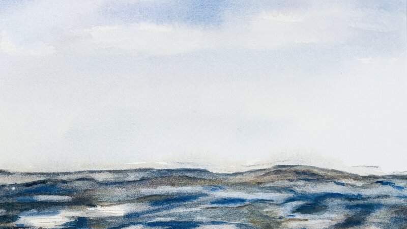 Watercolor painting of the Atlantic Ocean