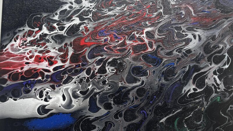 Fluid art American Flag inspired except for the bit of purple in there. 