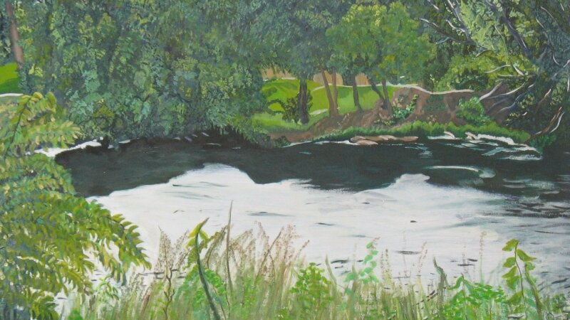 Riverside Park Oil Painting 