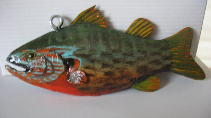 Ice Fishing Carved Decoy - Red Breasted Sunfish