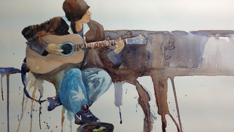 A Street Performer “Jongleur”  Watercolor on Hot Press Paper