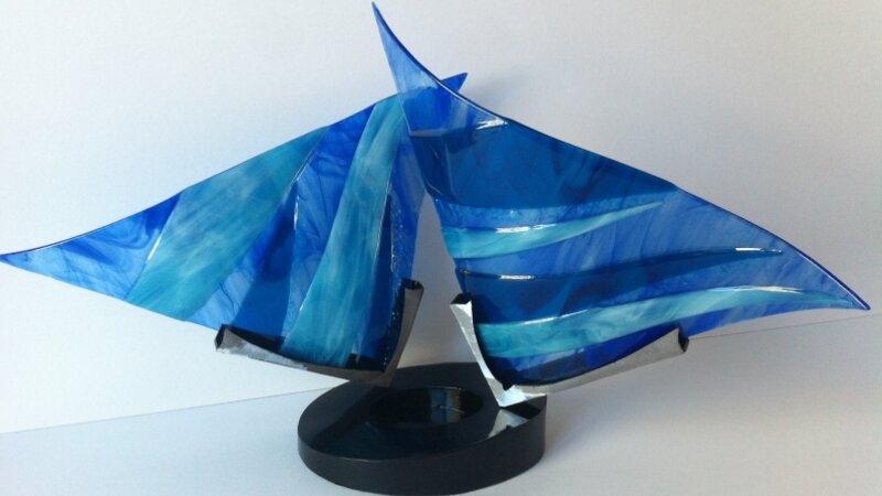 fused glass steel sculpture contemporary