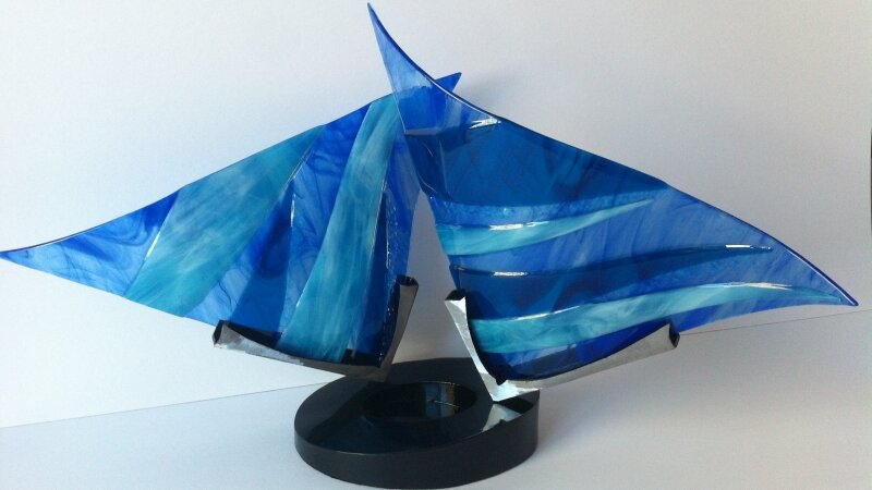 fused glass steel sculpture contemporary