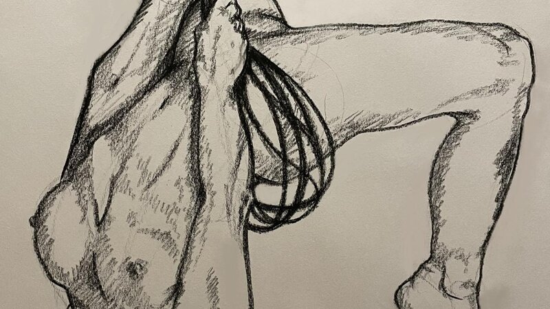 Untitled, Charcoal Drawing on Newsprint Paper 18” x 24”