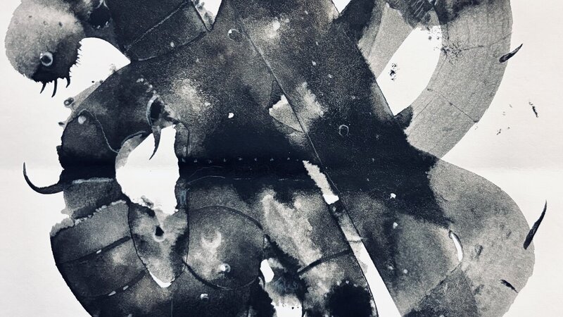 Painting in India ink washes and folded paper