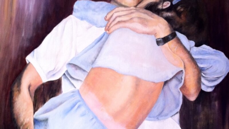 Father Holding Daughter with Kyphosis/Scoliosis