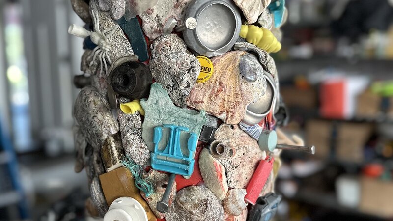 Buoy with attached debris