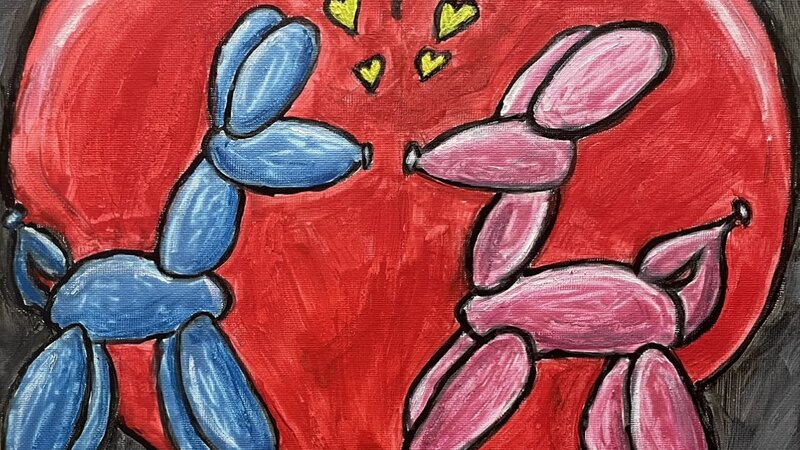 Ballon dogs fall in love at first sight 